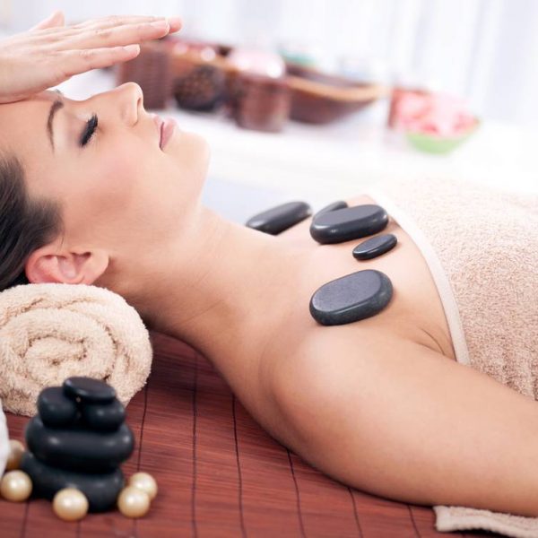 young beautiful woman enjoy in spa center